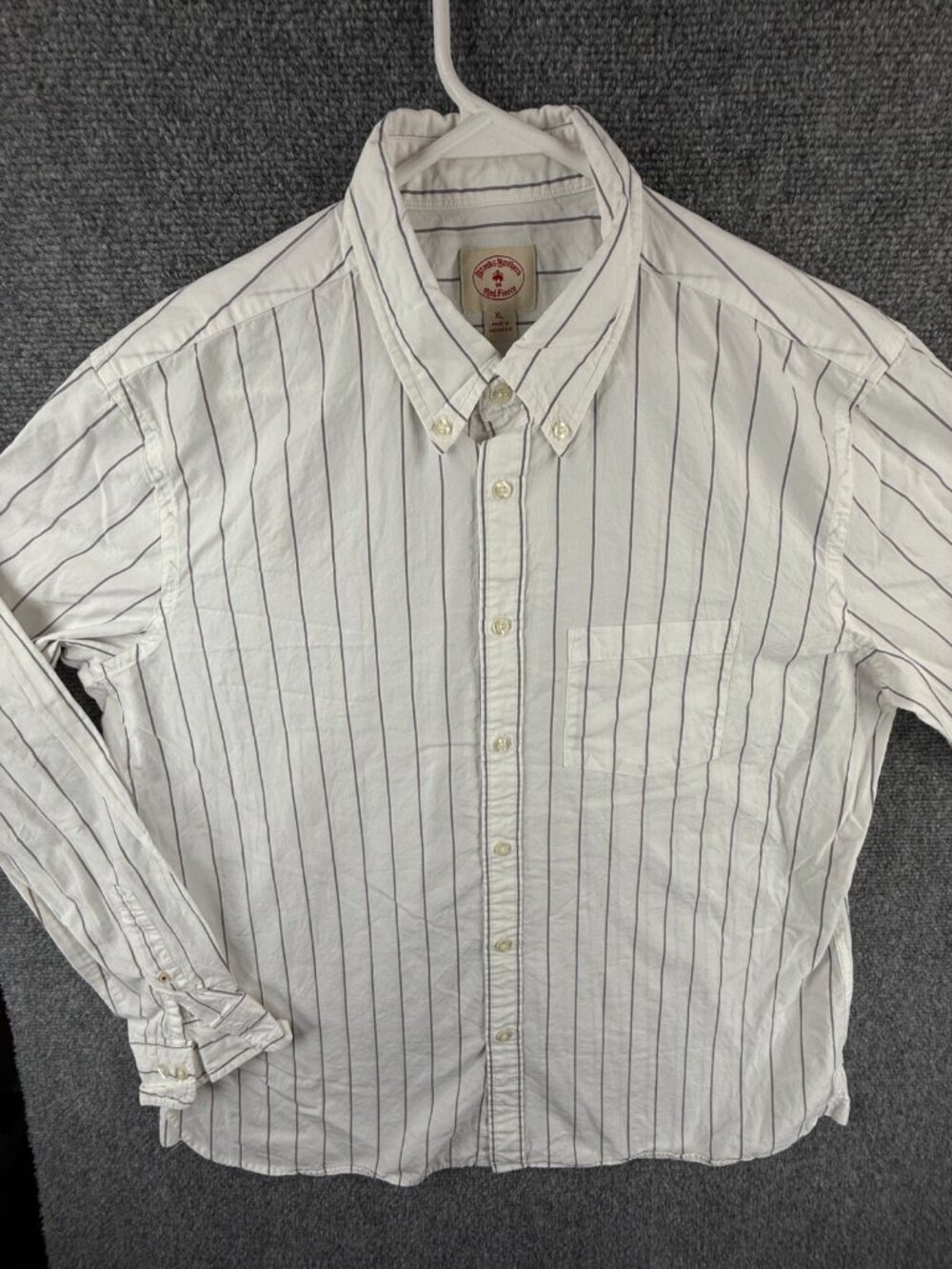 Brooks Brothers Red Fleece XL Striped Long Sleeve Button Up Shirt Purple White